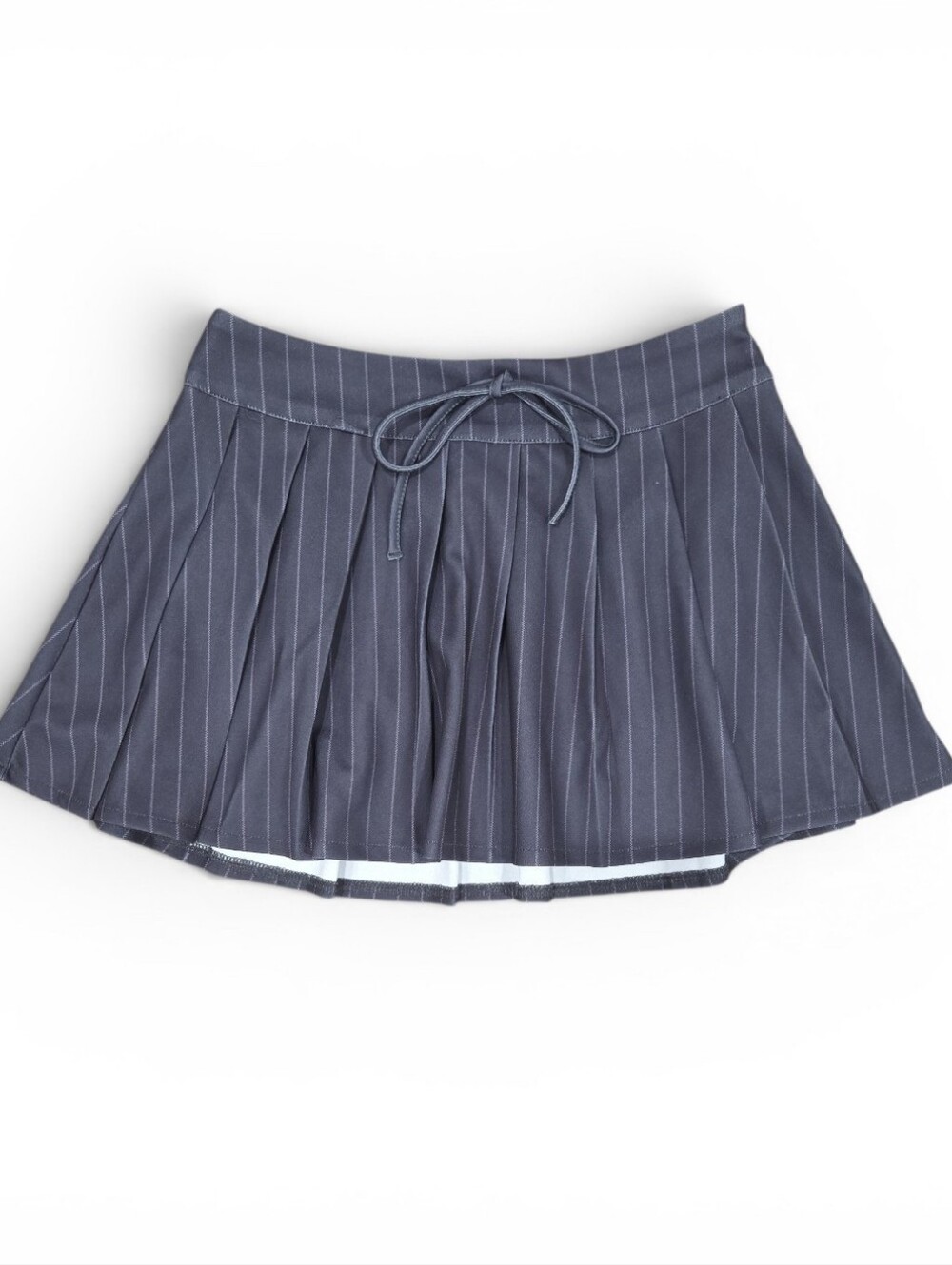 Sincerely Jules Grey Pinstripe Pleated Skater Skirt with Drawcord Size Small